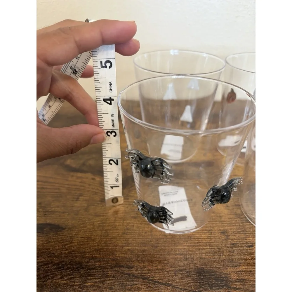 Anthropologie Halloween Icon Juice Glasses Set 4 Ghost Pumpkin Spider Moon